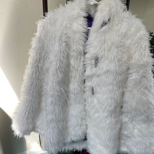 Faux White Fur Coat